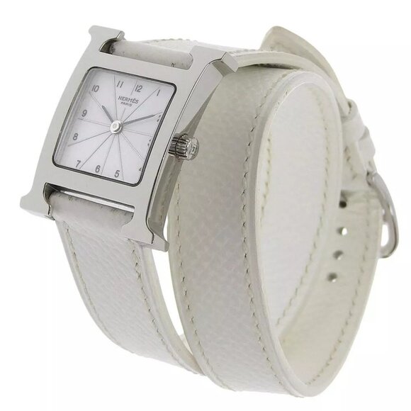 HERMES H watch Watches HH1.210 WhiteDial Stainless Steel/leather Quartz An... - Picture 1 of 9